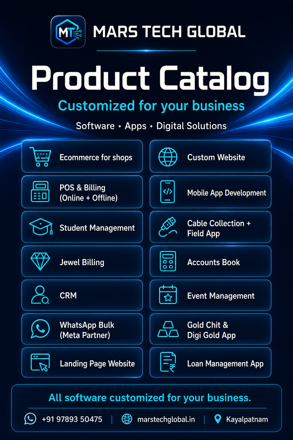 Mars Tech Global product catalog poster — customized for your business